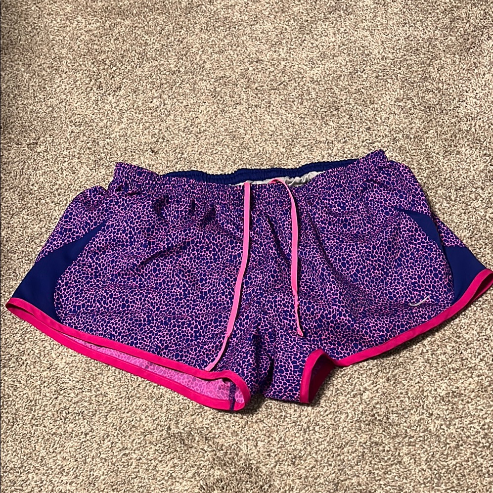 Nike Vibrant Purple And Pink Athletic Shorts With Elastic Waistband